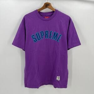 FW18 2018 Supreme NYC Printed Arc Logo S/S Top Tee in Purple M